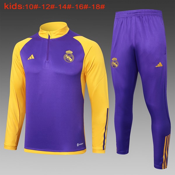 Ninos Sudadera De Training Real Madrid 2024 2025 Purpura Amarillo